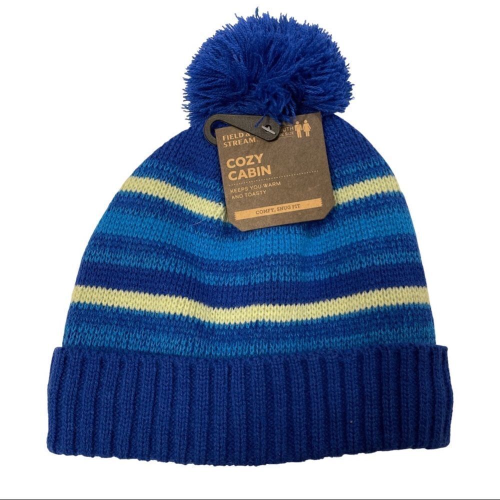 Field & Stream Boys' Cabin Stripe Pom Beanie - NWT